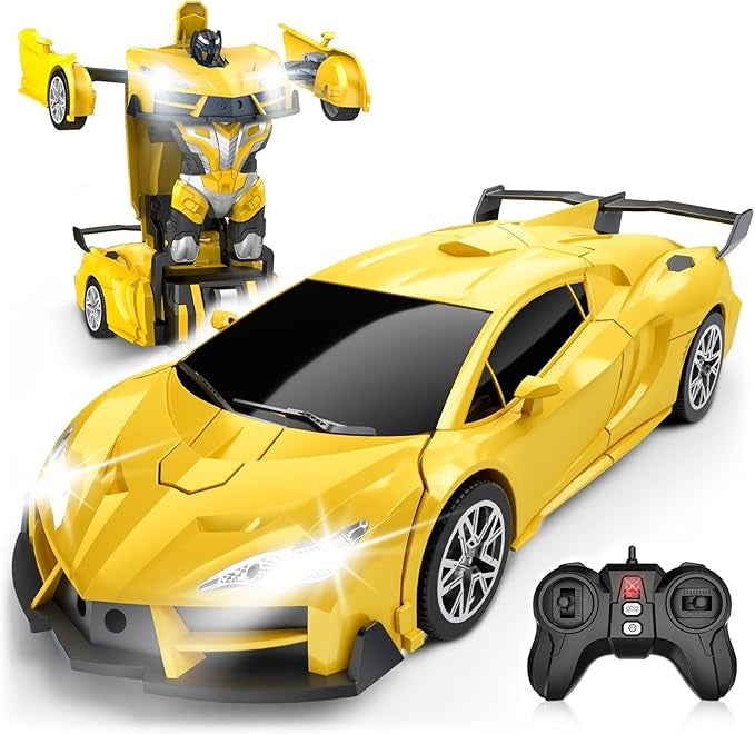 Transform Remote Control Car, RC Cars for Boys Age 3-5 6-8, One-Button Transform Toy Cars, 2.4GHz, 360° Spin, 1:16 Scale, Flashing Headlight,3-8 Year Old Grandkids Christmas Birthday Gifts
