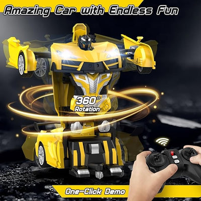 Transform Remote Control Car, RC Cars for Boys Age 3-5 6-8, One-Button Transform Toy Cars, 2.4GHz, 360° Spin, 1:16 Scale, Flashing Headlight,3-8 Year Old Grandkids Christmas Birthday Gifts