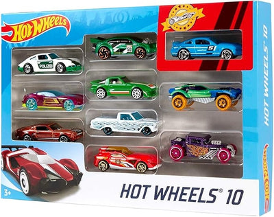 Hot Wheels Set of 10 1:64 Scale Toy Trucks and Cars for Kids and Collectors, Styles May Vary