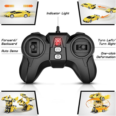 Transform Remote Control Car, RC Cars for Boys Age 3-5 6-8, One-Button Transform Toy Cars, 2.4GHz, 360° Spin, 1:16 Scale, Flashing Headlight,3-8 Year Old Grandkids Christmas Birthday Gifts